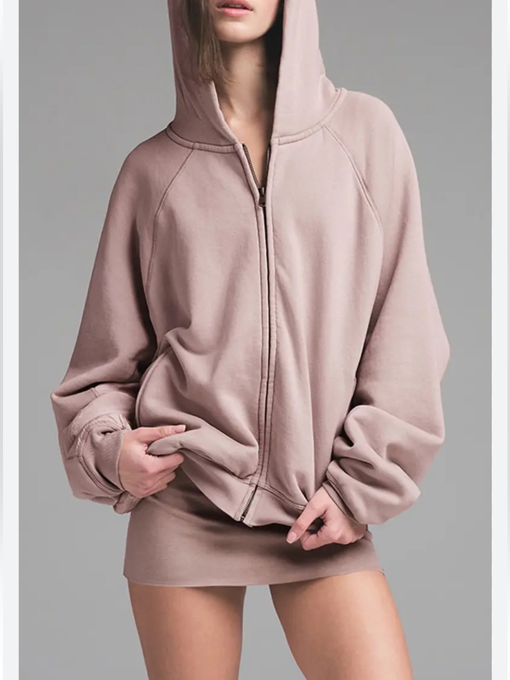 Skims Dusty Mauve Sold Out Relaxed French Terry Zip Hoodie New with tags